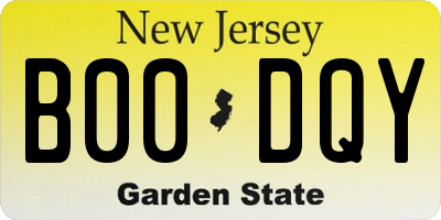 NJ license plate B00DQY