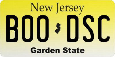 NJ license plate B00DSC