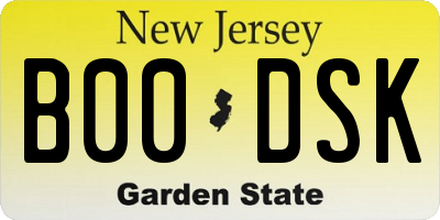 NJ license plate B00DSK