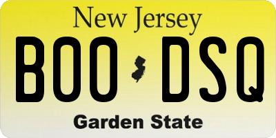 NJ license plate B00DSQ