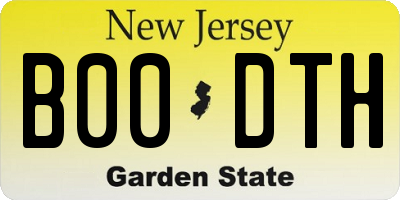 NJ license plate B00DTH
