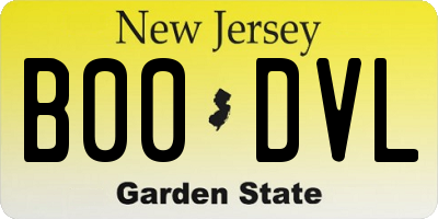 NJ license plate B00DVL