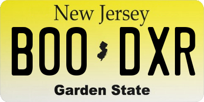 NJ license plate B00DXR