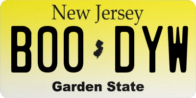 NJ license plate B00DYW