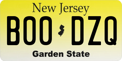 NJ license plate B00DZQ