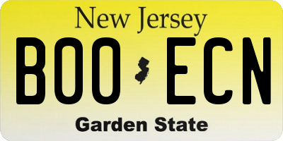 NJ license plate B00ECN