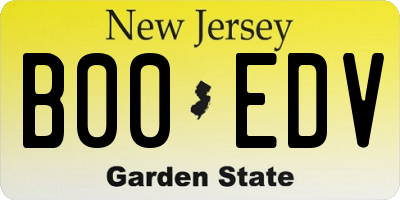 NJ license plate B00EDV