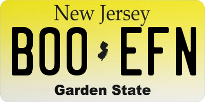 NJ license plate B00EFN