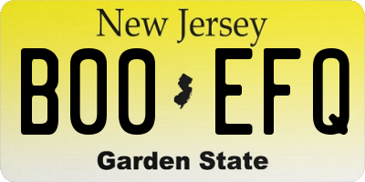 NJ license plate B00EFQ