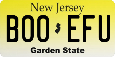 NJ license plate B00EFU