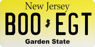 NJ license plate B00EGT