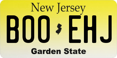 NJ license plate B00EHJ