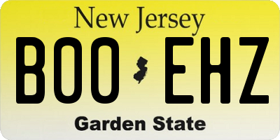 NJ license plate B00EHZ
