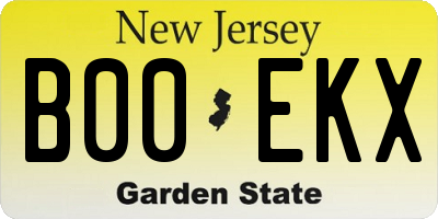 NJ license plate B00EKX