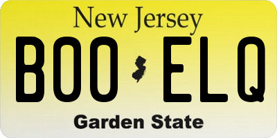 NJ license plate B00ELQ