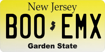 NJ license plate B00EMX