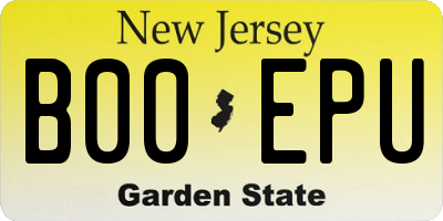 NJ license plate B00EPU