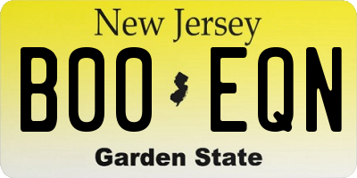 NJ license plate B00EQN