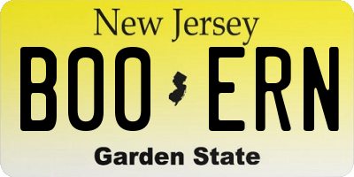 NJ license plate B00ERN