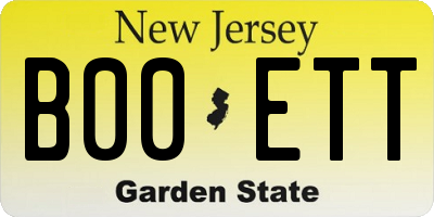 NJ license plate B00ETT
