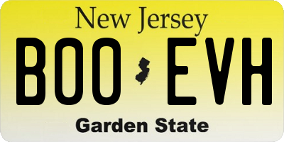 NJ license plate B00EVH