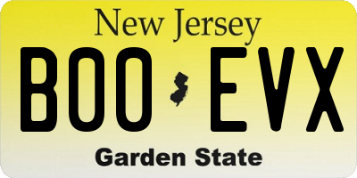 NJ license plate B00EVX