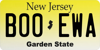 NJ license plate B00EWA