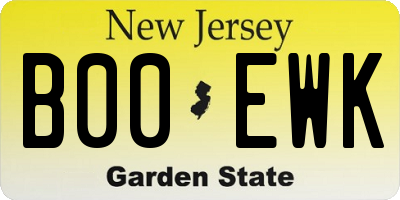 NJ license plate B00EWK