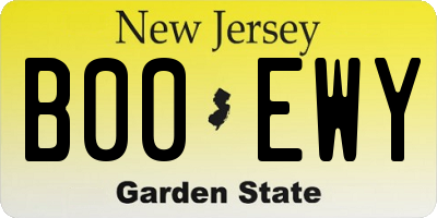 NJ license plate B00EWY