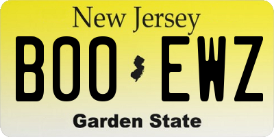 NJ license plate B00EWZ