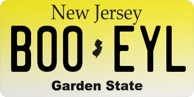 NJ license plate B00EYL