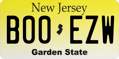 NJ license plate B00EZW