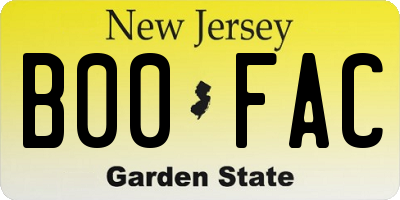 NJ license plate B00FAC