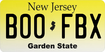 NJ license plate B00FBX