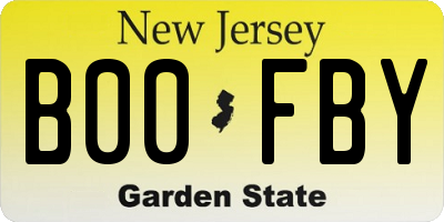 NJ license plate B00FBY