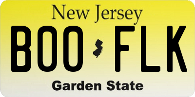NJ license plate B00FLK
