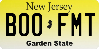NJ license plate B00FMT
