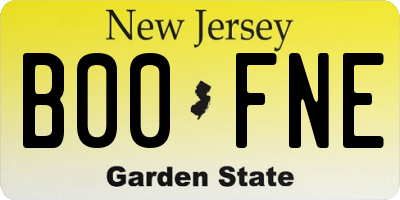 NJ license plate B00FNE
