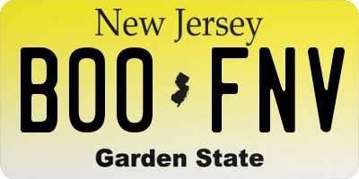 NJ license plate B00FNV