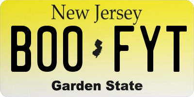 NJ license plate B00FYT