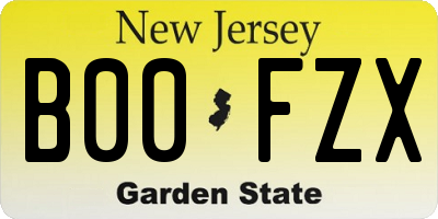 NJ license plate B00FZX
