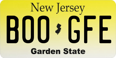 NJ license plate B00GFE