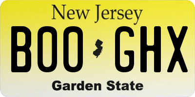 NJ license plate B00GHX