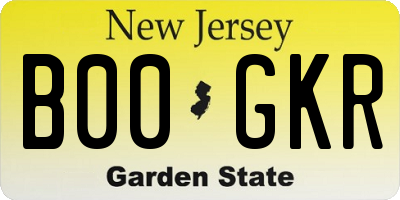 NJ license plate B00GKR