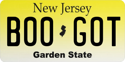 NJ license plate B00GOT