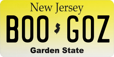 NJ license plate B00GOZ
