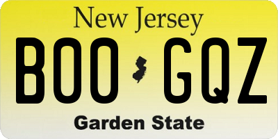 NJ license plate B00GQZ