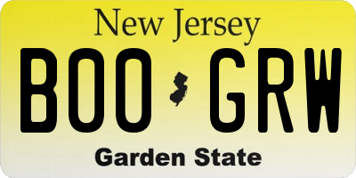 NJ license plate B00GRW