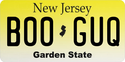 NJ license plate B00GUQ