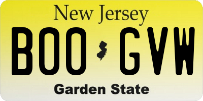 NJ license plate B00GVW